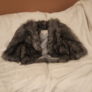 Michael Kors Charcoal Gray Faux Fur Jacket